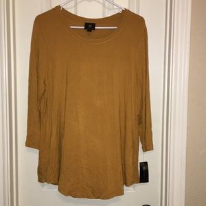 NWT 3/4 sleeve mustard yellow t shirt